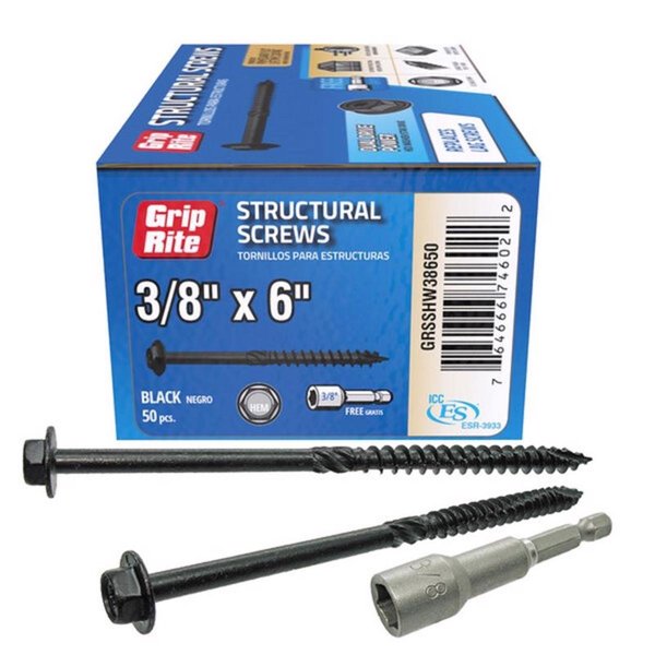 Grip-Rite Lag Screw, 3/8 in, 6 in, Hex Torx Drive, 50 PK GRSSHW38650